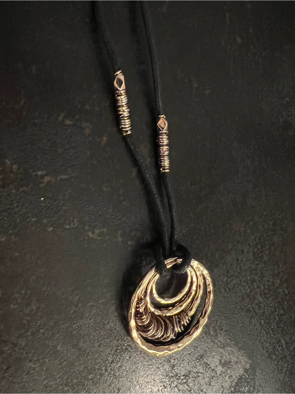 J. Jill Gold-Tone Layered Hoop Pendant Necklace with Black Cord
